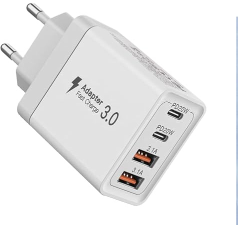 Chargeur USB C,40W 4 Port Prise USB C Charge Rapide,pour i Phone 16 15 14 13 12 11 Pro Max X XS XR 8 7 6S Plus Mini,iPad,Samsung Galaxy
