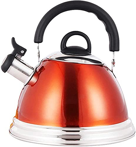 Bouilloire sifflante en acier inoxydable avec poignée résistante à la chaleur et couvercle Design vintage pour tous feux