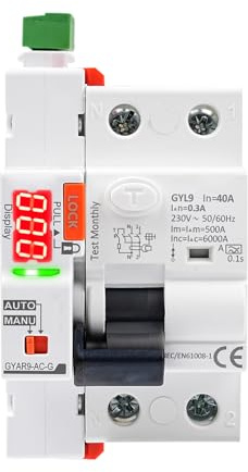 Jadeshay Differenziale Riarmo Automatico 300ma Magnetotermico Differenziale 40A Tipo A RCCB Salvavita con Riarmo Automatico per Richiusura Automatica per Ripristinare l'alimentazione Elettrica