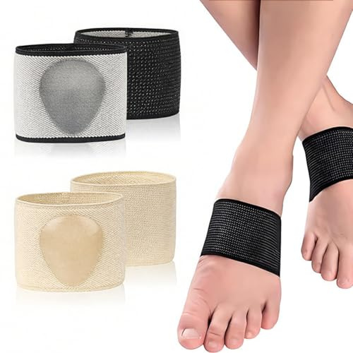 UIEXAY 2 Paar Fußbandage Mittelfuß Pad,Flexibel Mittelfuss Bandage Mit Weich Tpe Pads,Dehnbar Bequem Atmungsaktiv Fußgewölbe Bandage,Spreizfußbandage,Für Frauen Männer(Schwarz,Beige)