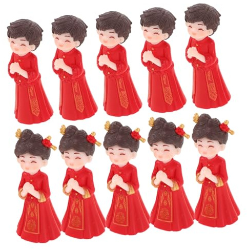 Milisten 5 Paare Miniatur Chinesisches Brautpaar Figurines Traditioneller Hochzeitskuchen-topper Kompakte Dekoration für Hochzeitstisch DIY Micro Landscape Kulturelle Ostasiatische