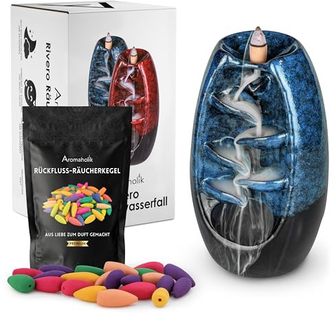 Räuchergefäß, Rückfluss Räucherbrunnen Keramik Räucherkegel Halter – Rauch-Wasserfall Deko, Backflow Burner, Aromatherapie, Meditation, Geschenkidee, für Zuhause & Büro, Incense Holder – Aromaholik