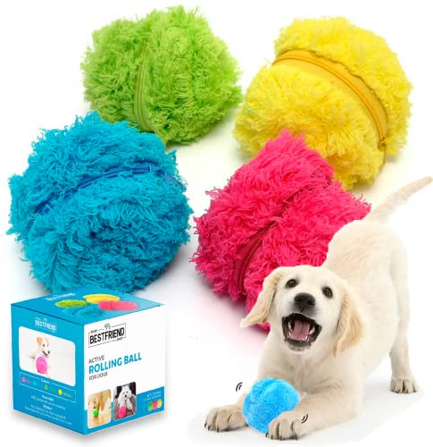 CREADY Active Rolling Ball Interaktiver Ball Spielzeug, das sich selbst bewegt mit 4 bunten Abdeckungen für Hunde und Welpen
