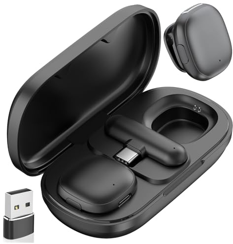 NPTCL Mini micrófono USB inalámbrico para PC, portátil, iPhone 17/16/15 Android, micrófonos de solapa Lavalier con cancelación de ruido Ai, micrófono USB C con clip con funda de carga de 35 horas para
