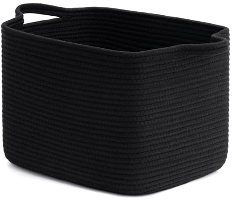 Calkkrer Geflochtener Aufbewahrungskorb Schwarz Geschenkekorb Kinderzimmer Spielzeugkorb Seilkorb Organizer Regal Aufbewahrung Multifunktional Organizer 33 * 25 * 23 cm