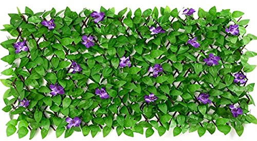 Pannelli di siepe artificiali espandibili, 40 x 200 cm, per esterni, recinzione, foglie di edera, decorazione da giardino, balcone, patio, cortile.