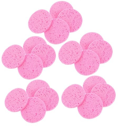 NOLITOY Dischetti Struccanti Rotondi Spugnetta Cosmetica Morbida e Delicata in Cotone di Polpa di Legno 20 Pezzi Portatili per Rimozione Trucco Viso per Uso Quotidiano
