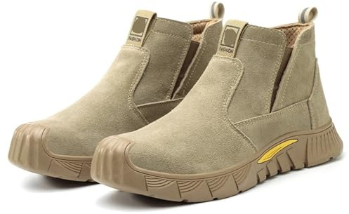IRGVJIFR Scarponi Antinfortunistiche Stivali di sicurezza da uomo, scarpe saldatore, anti-urto, in pelle indistruttibile, punta in acciaio, calzature(39)