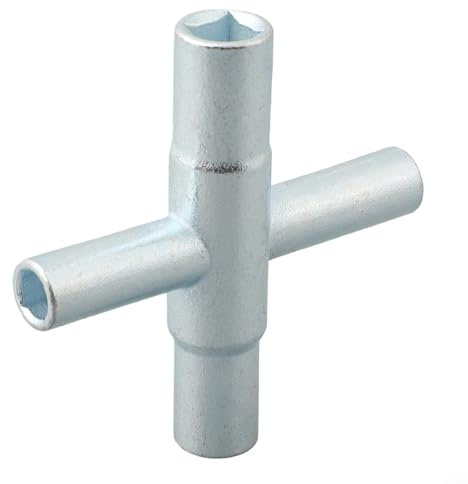 Zilimontt Chiave a croce per valvole dell'acqua da 10,2 cm per rubinetti da bagno, realizzata in acciaio 40Cr, compatibile con steli valvola da /4, 9/32, 5/16 e 11/32