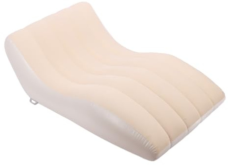 OEBUAFI Uppblåsbar Solstol, PVC Bekväm Bärbar Bäddsoffa med Stödjande S-formdesign för Hempicknick Vandring Parkresor (Beige)