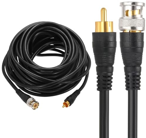 sourcing map Câble coaxial BNC mâle vers RCA mâle, 10 m RG59 75-3 pour caméra de vidéosurveillance DVR Système de sécurité Moniteur Connexion vidéo, Noir