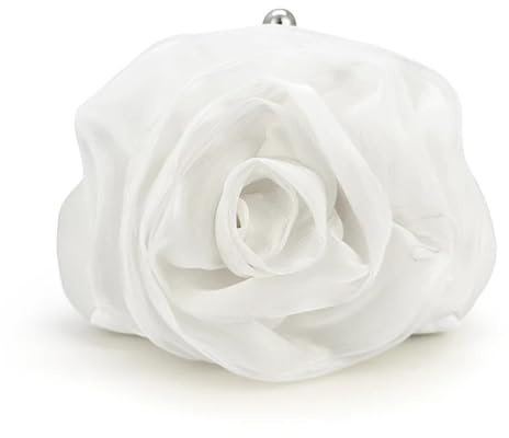 ZYAGH Aftonväska med vita blommor, elegant formell brudväska, enkel kuvertväska, Vit, Taglia unica