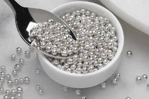 50g 4mm Edible Silver Balls - Cup Cake Sprinkles Decorations
