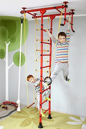 NIROSPORT Aparato De Escalada para Niños Por la Fabricante.Original Alemania,6 Colores,3 raumhoehentuev, máx. Capacidad de carga 130 kg - Rojo, 240 - 290 cm