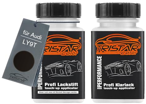 TRISTARcolor Billack lackstift för Audi LY9T Mythosschwarz Perl + klarlack
