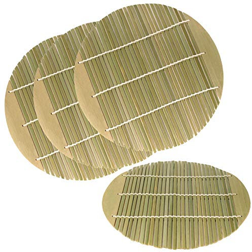7.8 Inch Diameter Green Bamboo Steamer Liners Kitchen Mat Rack Steamer Pad Inserts, 4 Pieces