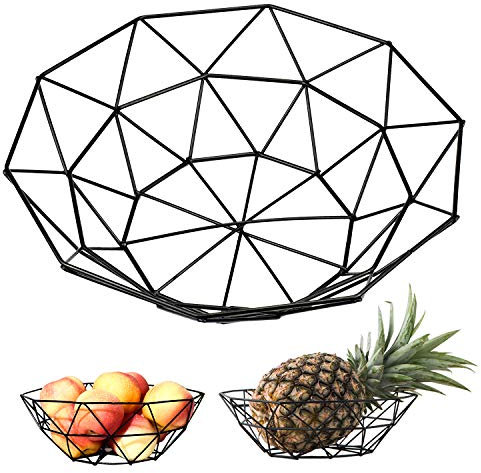 SANTOO Cestino Frutta, Cesto Frutta Soggiorno, Porta Banana da Tavolo Ciotola di Verdura Creativa, Cesta Arancia, Metallo, Nero