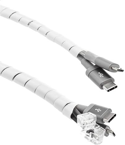 Amazon Basics Cable Tidy Sleeve, Ideal for Cable Management and Protecting Cords From Pets, 10 m - White