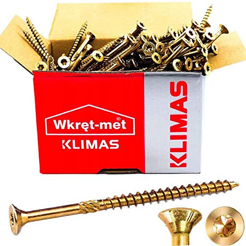 KLIMAS Holzschrauben Torx - Spanplattenschrauben Gelb - Senkkopfschrauben - Terrassenschrauben - Universalschrauben - Dachkonstruktion Schrauben Set - Holzschrauben 8x200 mm 50 Stück
