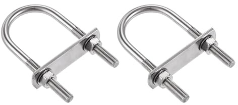 sourcing map M8 Rund U-Bolzen Bügelbolzen 42 mm IB / 100 mm L 2 Stück | Bügelschrauben Stahl U-Schraube mit Muttern Rahmenplatte zum Rohr Dachbox Befestigung