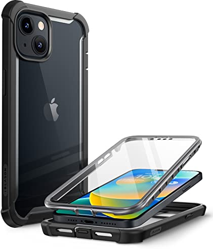i-Blason Transparent Hülle für iPhone 14 / iPhone 13 (6.1) Bumper Case 360 Grad Handyhülle Robust Schutzhülle Cover [Ares] mit Displayschutz 2022 (Schwarz)