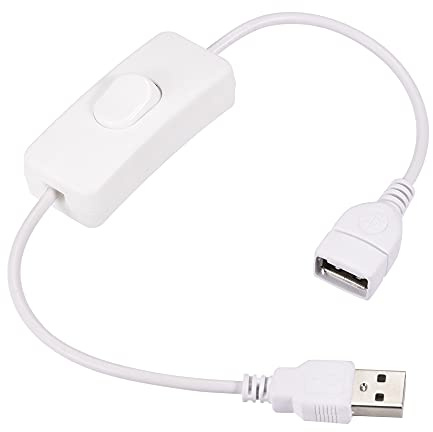 sourcing map USB Kabel mit Ein/Aus Schalter, USB Stecker auf Buchse Verlängerungskabel 34cm Weiß, für LED Schreibtischlampe LED Streifen