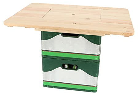 Rivanto® Bierkistentisch 60 x 78 cm, Höhe 7,5 cm, Stehtisch für Bierkisten, abnehmbares Mittelteil, FSC-Holz