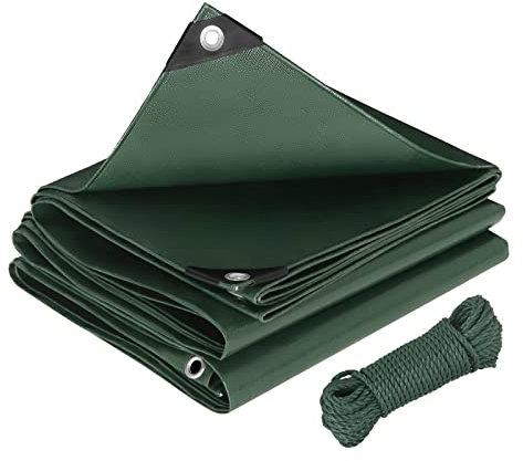 Laneetal Telone Idrorepellente Esterno PE 3x5 m 280 g/m², Rinforzato con Occhielli Copertura per Mobili Camion Piscina Corda di 20 m，Telo Protettivo Multiuso per Mobili da giardino, Auto，Verde