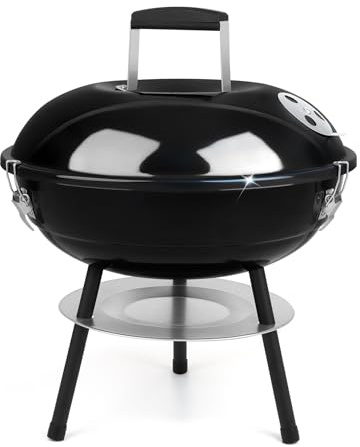 Joyfair Barbecue à charbon de bois avec 2 grilles de barbecue, 35,6 cm, petit barbecue portable avec couvercle verrouillable pour camping en plein air/terrasse/barbecue dans le jardin/cuisine de