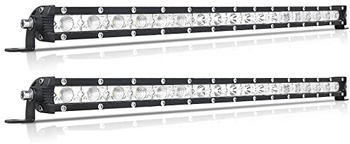 PICAA 2X 20 Zoll 53.5CM 90W Slim Led Arbeitsscheinwerfer Lichtbalken Combo | Spot Flutlicht Kombination，Einreihig,LED Scheinwerfer, 12V 24V, wasserdicht für SUV Offroad ATV UTV Traktor 4x4 Auto,6000K