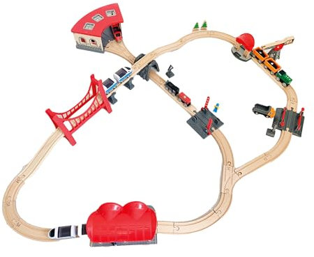 Beleduc - XXL-Eisenbahn-Set, Kinder-Spielzeug Schienen Eisenbahnen Kran Figuren