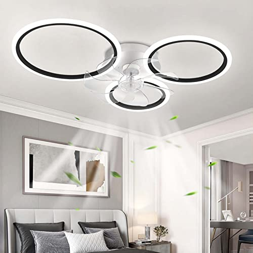 YUNZI Moderne Ventilateur de Plafond avec éclairage avec télécommande, LED 72W Dimmable Plafonnier du Ventilateur Lampe pour Salon Chambre à Coucher Cuisine, 6 Vitesses, Noir 78cm