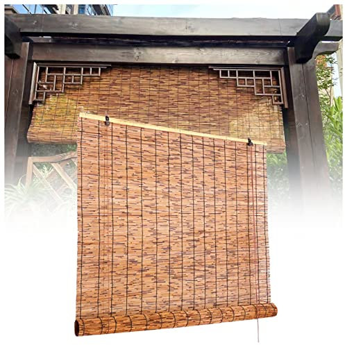 CcacHe Bambusrollo Aussenbereich Wetterfest Sichtschutz Bambus-Rollos Für Fenster Holz Raffrollos Jalousie Sonnenschutz Holzrollos Rollo Blickdicht Inkl Montaematerial, Für Outdoor Terrasse