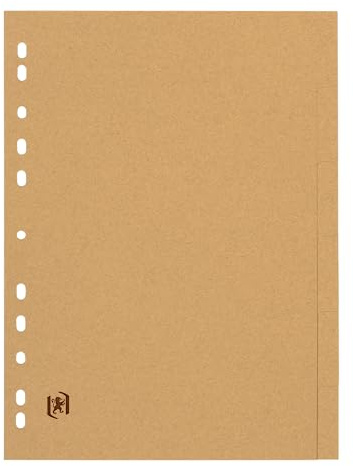 OXFORD Touareg Trennblätter, neutral, A4, 6 Positionen, recycelte Karte, Dicke 265 g, Naturbeige, 20 Stück