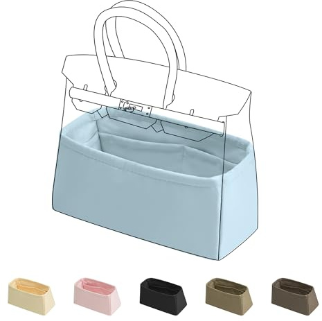 DGAZ Satin Handtaschen Organizer für Birkin 35, Tasche in Tasche, Celeste | Luxuriöse Satin-Innentasche, Perfekte Passform, Sanfter Schutz, Leicht