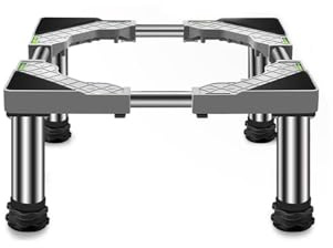 Kühlschrank Untergestell Verstellbare Sockel 10/15/20/25cm Höhenverstellbare Edelstahl Füße Waschmaschinen-Sockel Länge/Breite 45-65cm Stand für Trockner Gefrierschrank,Grau