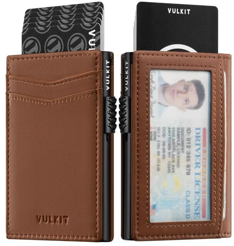 VULKIT Schlankes Kreditkartenetui mit RFID-Blockierung Kartenetui für Herren Automatisches Pop Up Visitenkartenetui für Karten und Notizen mit Magnetverschluss