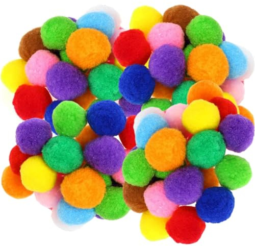 150Pcs 2cm Color Pompoms for Crafting Pom Pom Maker Mini Pom Poms Small Pom Poms for Craft Pom Pom Balls Tiny Pom Poms for Craft for Bags Hats DIY Creative Crafts Decorations Arts Projects