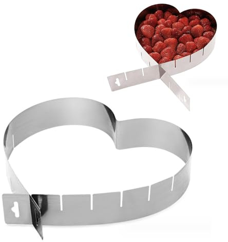 Stainless Steel Heart Shaped Cake Pan Adjustable Mousse Ring Cookie Cutter 6 Inch -10 Inch Cake Mold Baking Cake Mold, Heart Shaped Cake Pan, Family Birthday Party Christmas Baking Tool 8 Inch