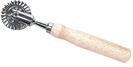 Shurzzesj Roulette à pâtes – Design rainuré pour raviolis – Poignée en Bois Robuste et – Accessoires Uniques pour pâtes – Roulette à pâtisserie épaisse