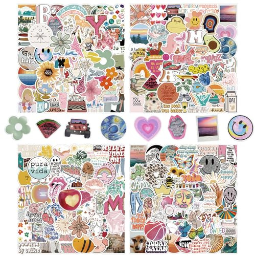 KLYNGTSK 200 PCS Mixed Girls Stickers Cute Aesthetic Vinyl Stickers Waterproof Boho Graffiti Sticker Vintage Laptop Sticker Assorted Aesthetic Stickeres for Water Bottle Bicycle Motorcycle Skateboard