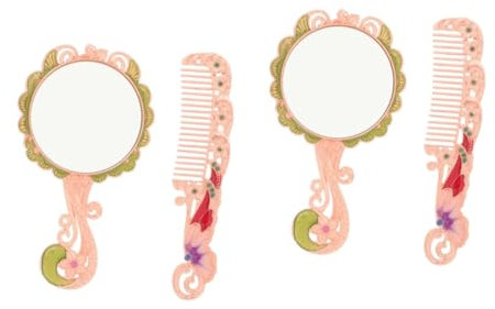 FOMIYES 2 Sets Handheld Make-up Spiegel Vintage Metall Spiegel Mit Griff Kamm Für Kosmetik