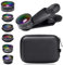 Mobile Phone Camera Lens Kit, 7 in 1 Phone Lens Kit 198° Fish Eye Lens, 0.63X Wide Lens, 15X Macro Lens, Kaleidoscope lens, 2X Telephoto Lens, CPL for most Smartphone