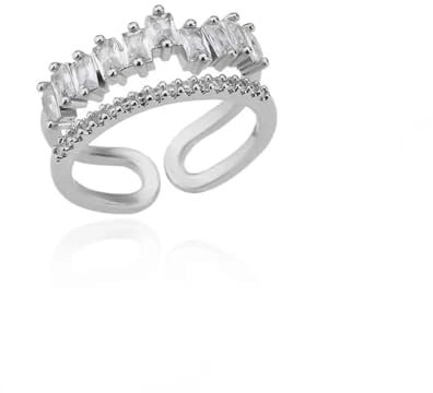 Lehourmast Ring Ringe Damen Bijouterie Herren Doppelringe Für Damen, Offen, Silber