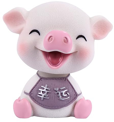 Yardenfun Wackelkopf Schwein Armaturenbrett Deko Resin Figur Mini Schweinchen Glücklich Schüttelnd Auto Innenraum Ornament Rosa Geschenk