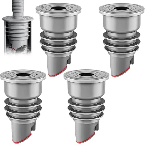 Junta de drenaje de lavadora PRITOK: 4 piezas, 35-40 mm, silicona, gris, para lavabo, suelo y tuberías de lavadora