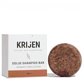 Krijen Veganskt fast schampo med vild pistascholja, vaniljolja och myntolja - för torrt, fjälligt hår, fuktgivande, handgjort, i hårt vatten, med provitamin B5 - 50 g