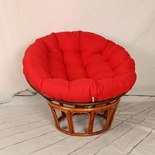 Rotes Cordschaukelkissen, rund, waschbares Korb-Sitzpolster für Hängekörbe, Sitzpolster mit Bändern für Holzstuhl, 90 x 90 cm