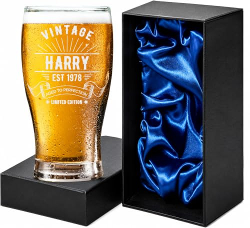 Personalised Vintage Tulip Pint Glass with Custom Text, Beer Glass - 570ml