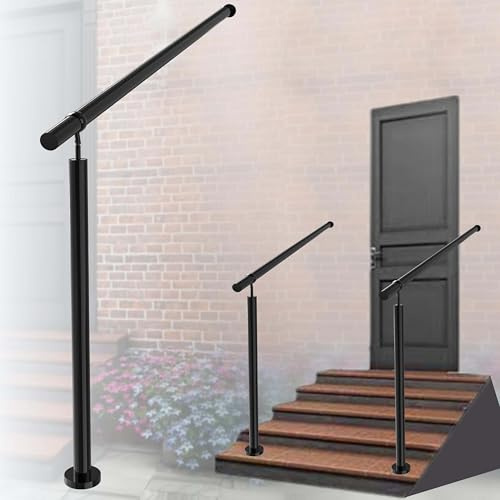 AICA Eingangsgeländer Edelstahl, Geländer Edelstahl Handlauf, Treppengeländer, Winkelverstellbare Wandhaltegriffe, Schwarz, Eingangsgeländer Innen- Und Außenbereich Geeignet, 120 cm